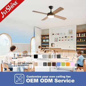 Потолочный вентилятор 1stshine 48 дюймов с классическим двигателем переменного тока, подсветкой, 4 лопастями из МДФ под дерево, матовое черное покрытие, для спальни и офиса - Product Image 4