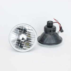 5.75&quot; Circular Semi-enclosed Beam Headlamp 5.75 Inch Round Headlights With White/Amber <strong>LED</strong> Halo ADAPTS H4 Bulb - Product Image 5
