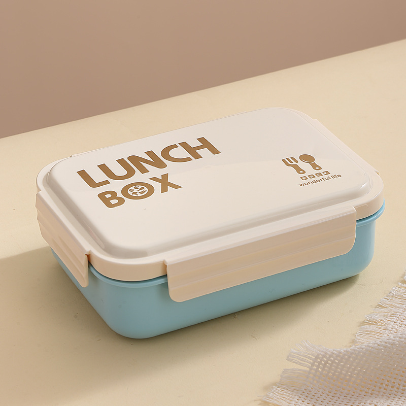 Boîte à lunch simple couche bleue à quatre compartiments