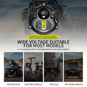 RUTENSE ไฟหน้ารถยนต์ Led,หลอดไฟ Led อัตโนมัติ23มม. เลนส์คู่ไฟหน้าสปอร์ตไลท์รถสามล้อมอเตอร์ไซค์ - Product Image 3