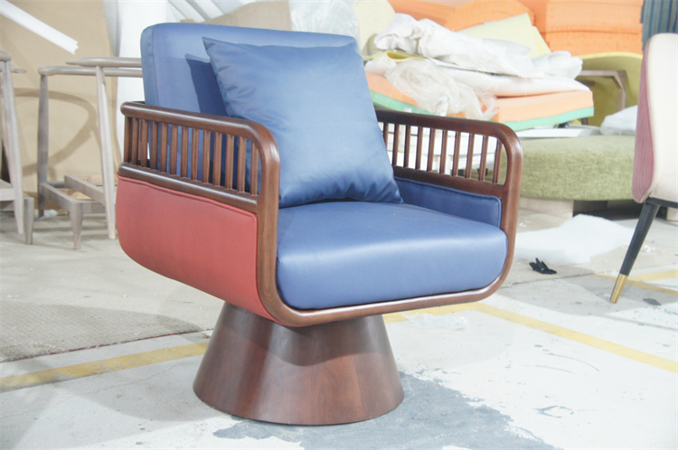 Living room modern fabric/leather sofa leisure single sofa leather round sofa