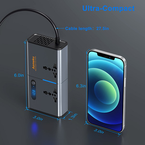 200瓦卡车快速车载充电器适配器12V 24V 220V PD C型插座3A输出电流，适用于苹果笔记本电脑USB at 5V/3A - Product Image 6