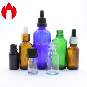 Vial de botella de vidrio con cuentagotas de aceite esencial cosmético azul verde ámbar claro vacío personalizado 5ml 10ml 15ml 20ml 30ml 50ml 100ml - Product Image 1