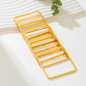 新款时尚廉价批发简约大朋克手镯金属几何方形光滑多层分层手镯 - Product Image 2