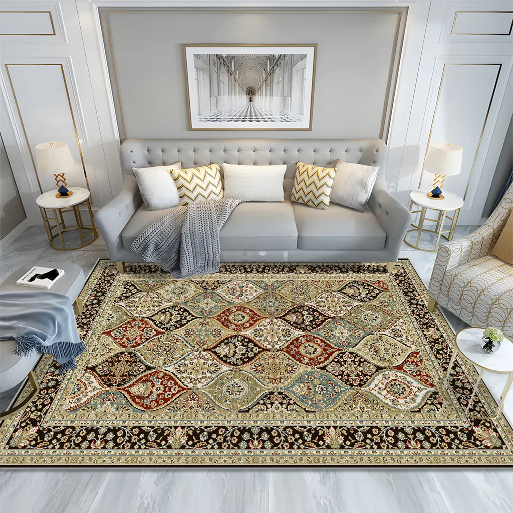 Divano da salotto di lusso stile retrò con motivo persiano di nuova concezione tappeto personalizzato in velluto di cristallo stampato in 3d
