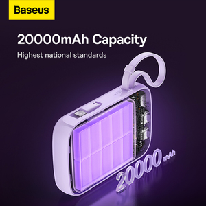 Baseus QPow Pro dijital ekran hızlı taşınabilir güç bankası IP Edition 20000mAh 15W ile kablo <span class=keywords><strong>USB</strong></span> ila tip-c 3A 0.3m