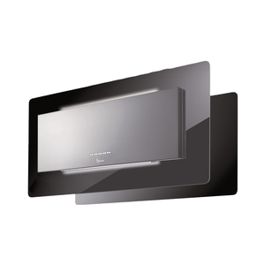 İtalyan tasarım davlumbaz TRISIA ISOLA 90x43 cm siyah çelik cam ada yüksek kalite LED egzoz mutfak pişirme İtalya yapılan