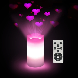 KSWING LED Valentine Candles Romantic Pink Heart Projector <strong>Lights</strong> Night <strong>Light</strong> with Remote and Timer, Candle <strong>Light</strong> Home Decor - Product Image 1