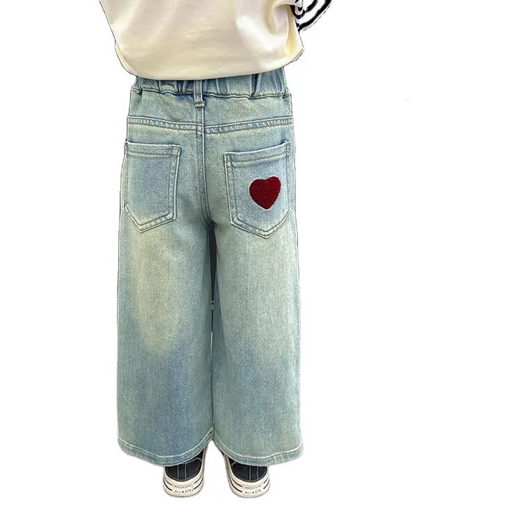 Calça jeans para meninas, roupas infantis de outono, calças fofas para meninas, novidade de 2024