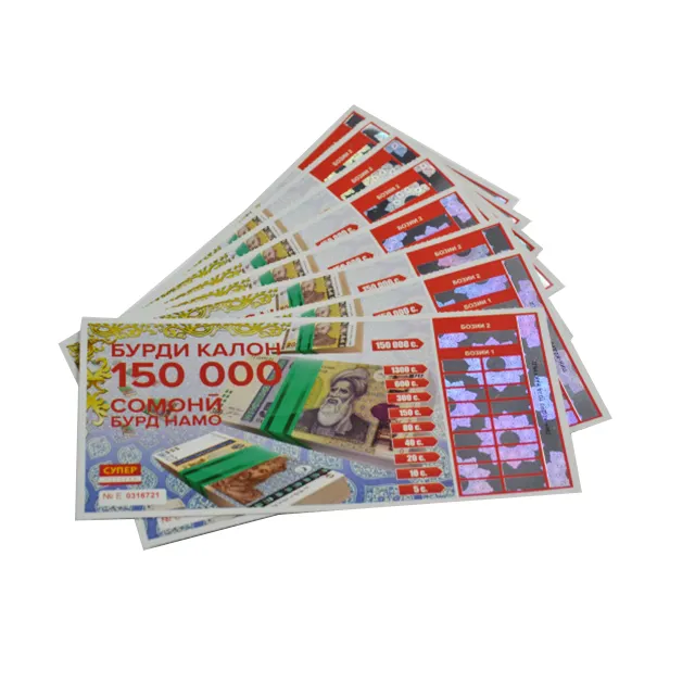 Custom Scratch Off Biglietti della Lotteria di Stampa