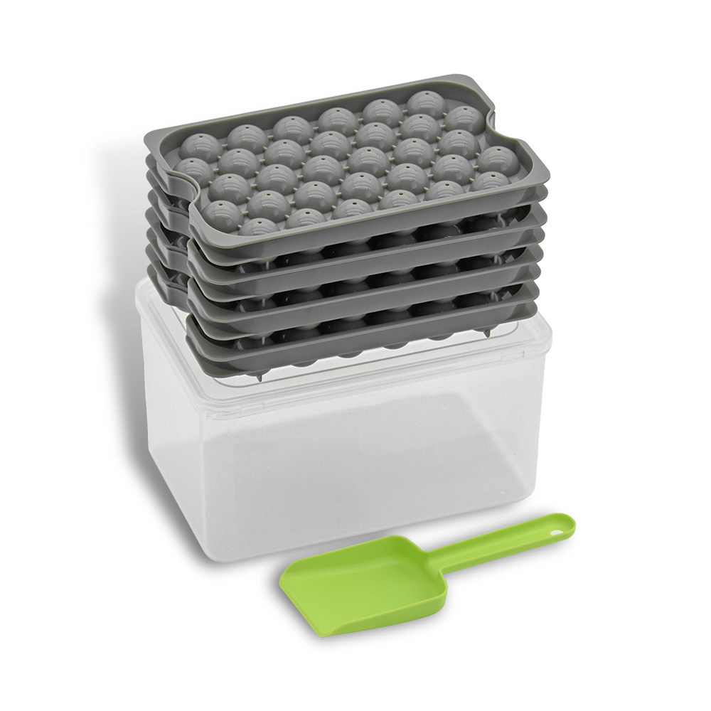 Moule à boules de glace 128 cavités avec bac et cuillère Gris fumé