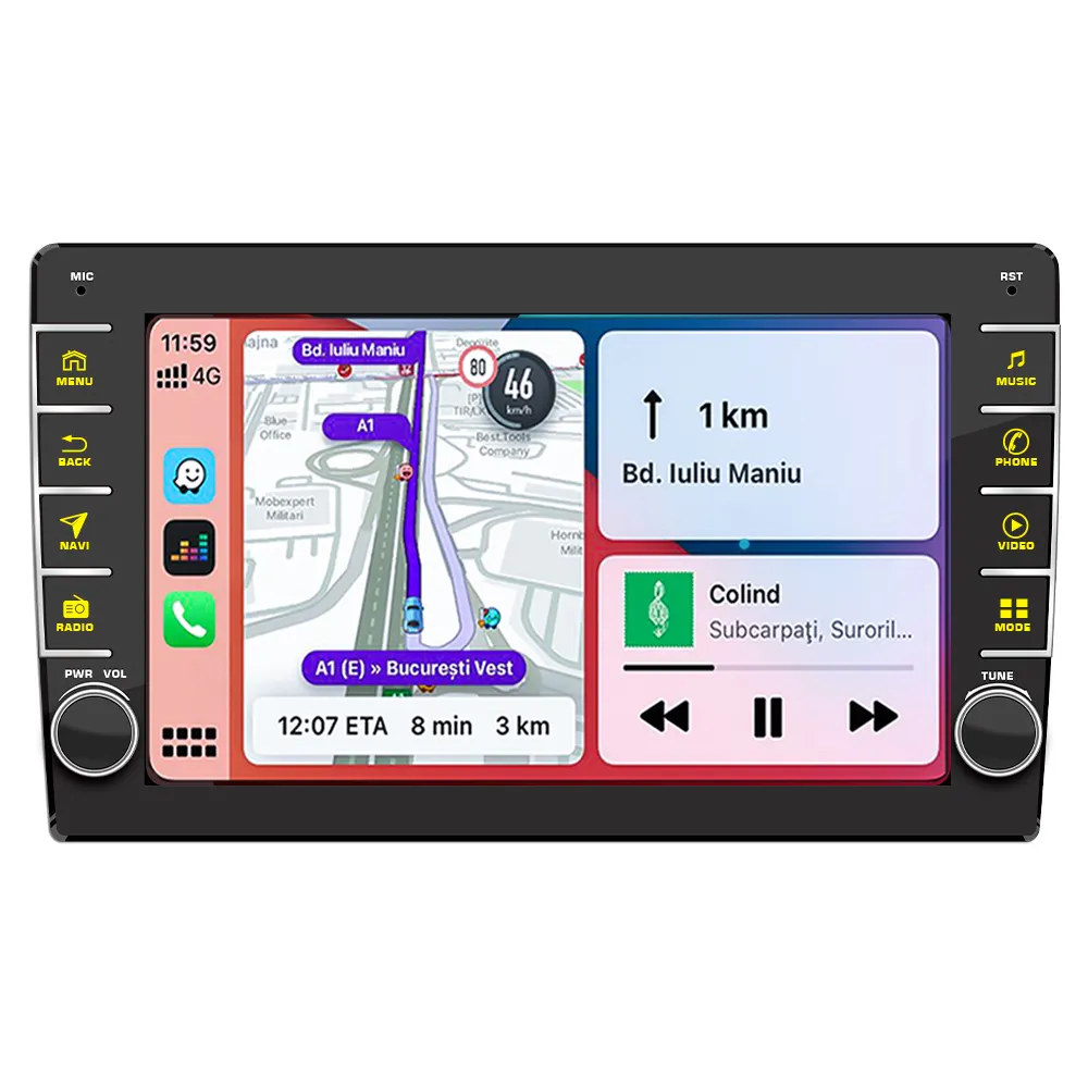 Universal Android 13 9 pulgadas HD pantalla táctil de doble DIN sistema de audio del coche con inalámbrico carplay navegación GPS