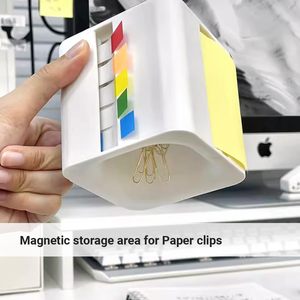 Memo Cube 5in1便签垫分配器，带4个标签，便签夹和存储，用于办公桌组织的磁性吸收盒 - Product Image 5