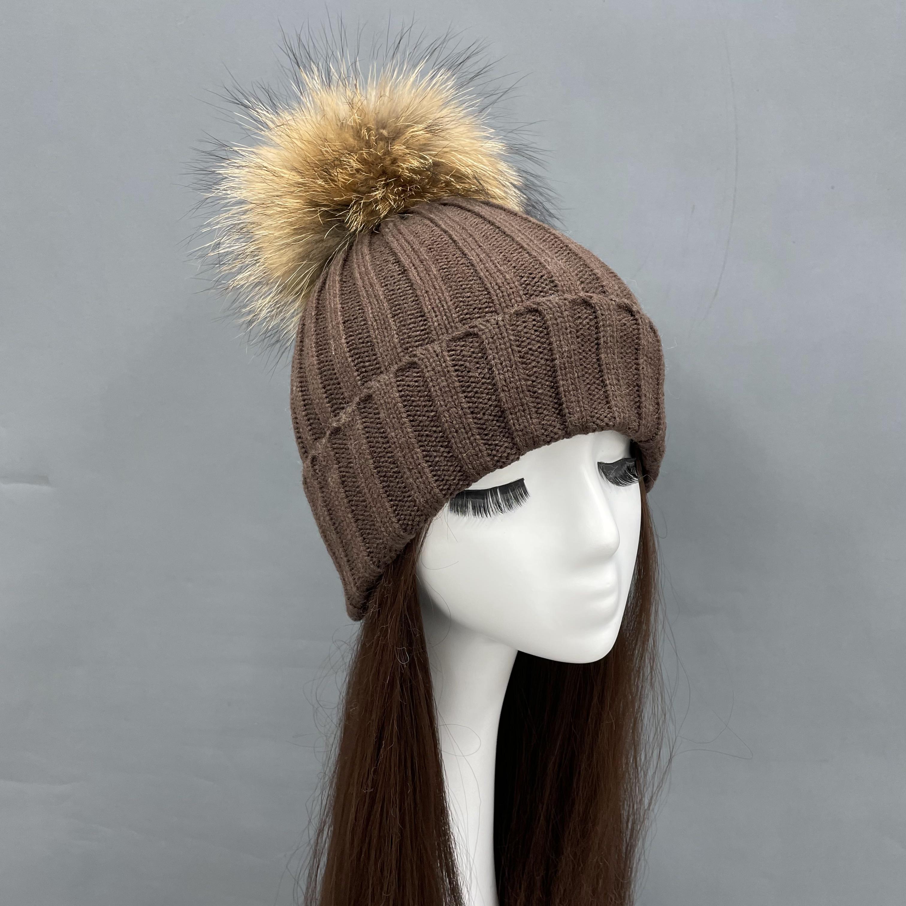 Brown knitted beanie hat