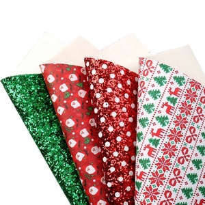 8pcs/set Christmas Printed Faux <strong>Synthetic</strong> Leather Sheets Bundle for Crafts Hairbows Earring 1109536