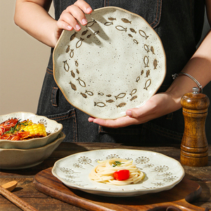 High-End japon tarzı kaba çömlek tabaklar makarna hizmet için ev için özel seramik sofra - Product Image 1