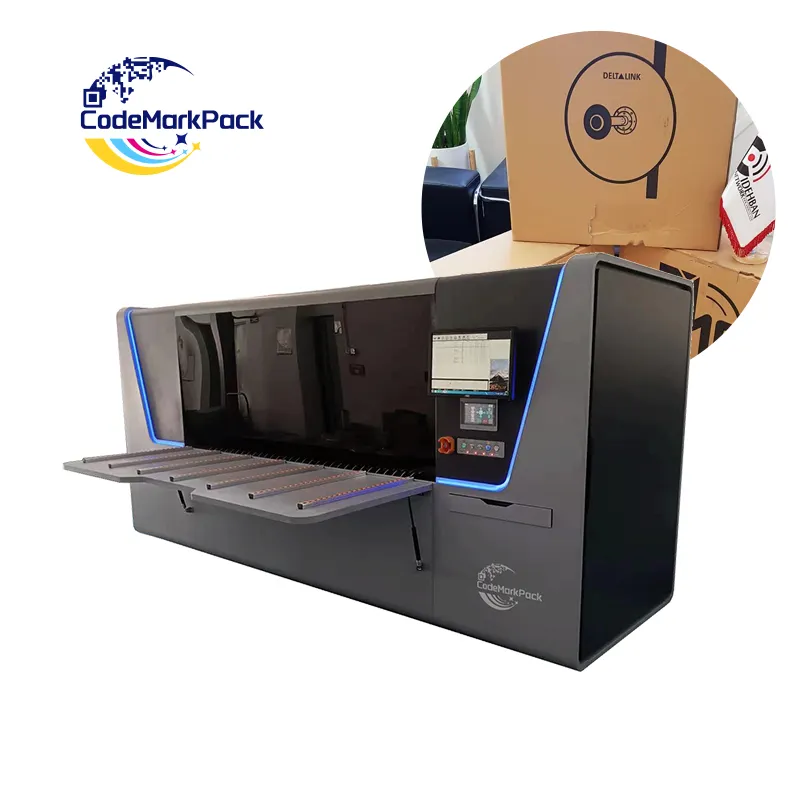 Codemarkpack Caja de pizza Bolsa de papel de cartón corrugado Impresora de inyección de tinta de un solo paso Máquina de impresión multicolor con transportador