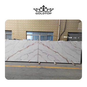 Goldtop 7001 Calacatta Gold PD Quartzo Piedra de cuarzo impresa artificial Losa de cuarcita blanca para tocador de encimera - Product Image 5