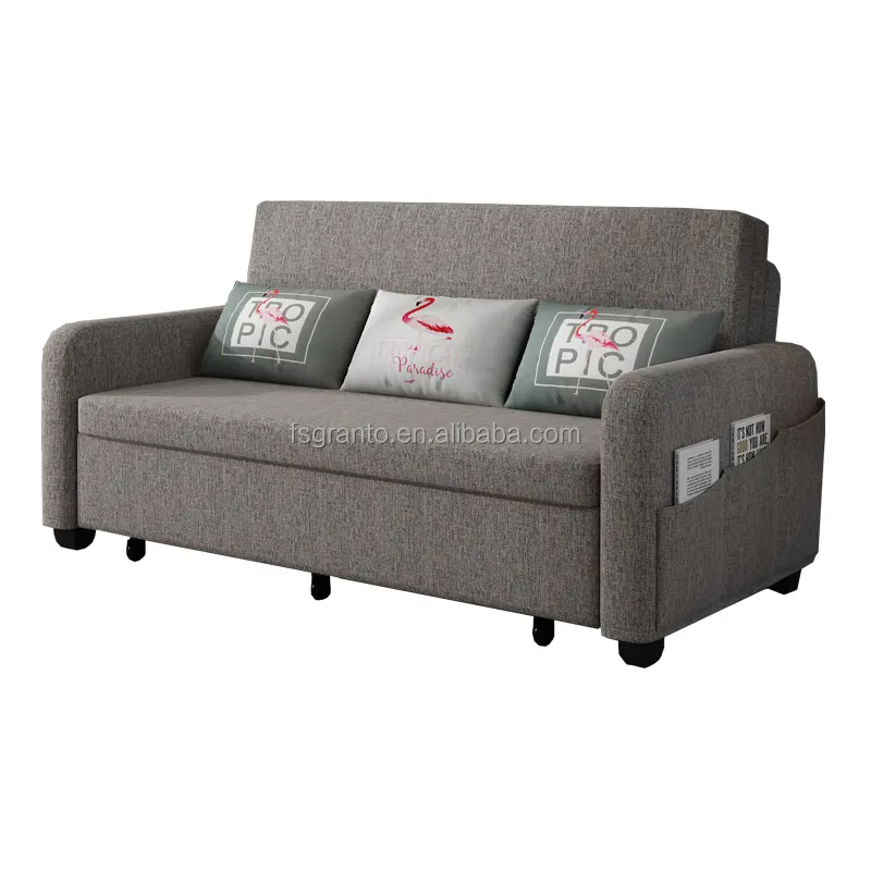 Estilo americano mobília do hotel apartamento cama de armação de metal tecido de sofá cama dobrável sofá braço