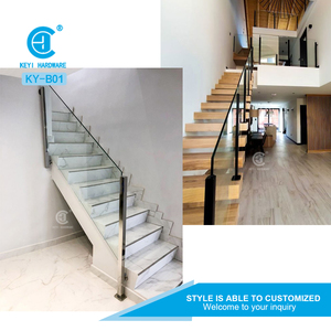 การออกแบบที่ทันสมัยระบบกระจกราวบันไดยามสแตนเลสกระจก Frameless บันไดระเบียงบันไดราวบันไดโพสต์ราวบันได - Product Image 4