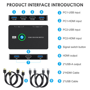 USB 3.0 Kvm Switch, zwei Computer teilen Tastatur-, Maus-und Drucker monitore Switcher