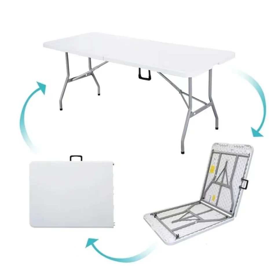 Table de pique-nique de camping pliante personnalisée portable pas chère en plein air en plastique HDPE blanc de vente en gros