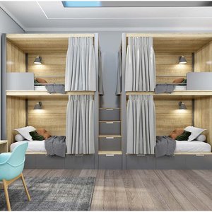 เตียงสองชั้น MDF อเนกประสงค์สำหรับโรงแรมสำหรับครอบครัวและพื้นที่ Airbnb พร้อมพื้นที่นอนหลับพิเศษ - Product Image 3