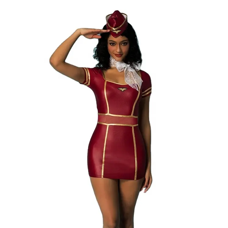 JSY di Modo Air Hostess Uniforme Lingerie Hot Sexy Hostess Costume