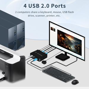 4K HDMI <strong>KVM</strong> <strong>Switch</strong> <strong>2</strong> <strong>input</strong> <strong>1</strong> <strong>output</strong> Support Auto Scan 4K30Hz <strong>2</strong> Port USB <strong>2</strong>.0 <strong>KVM</strong> <strong>Switch</strong>