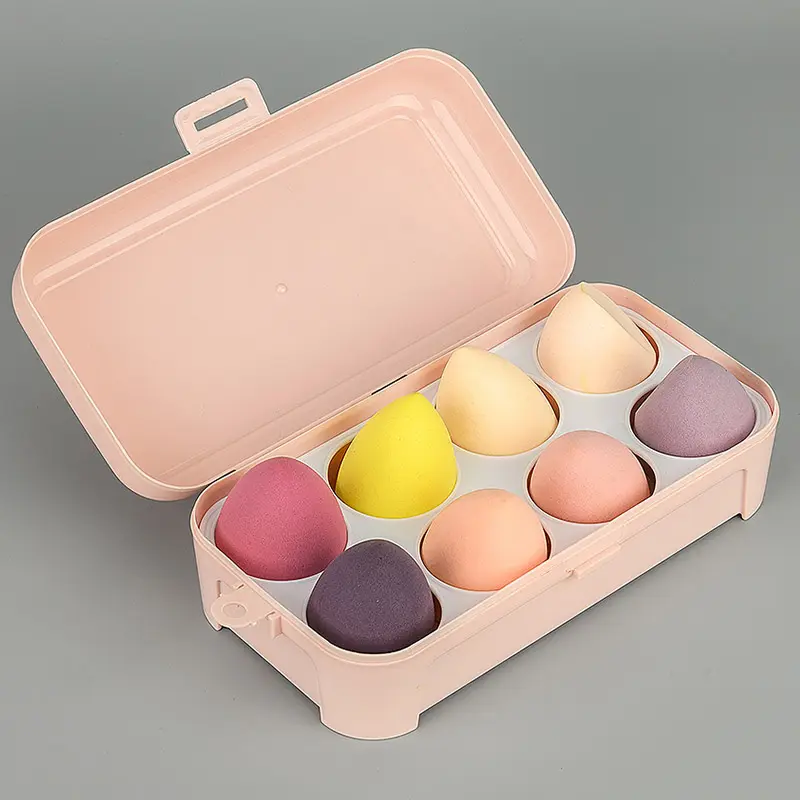 Caixa de armazenamento para esponja de maquiagem, caixa de embalagem para ovo de beleza com gancho