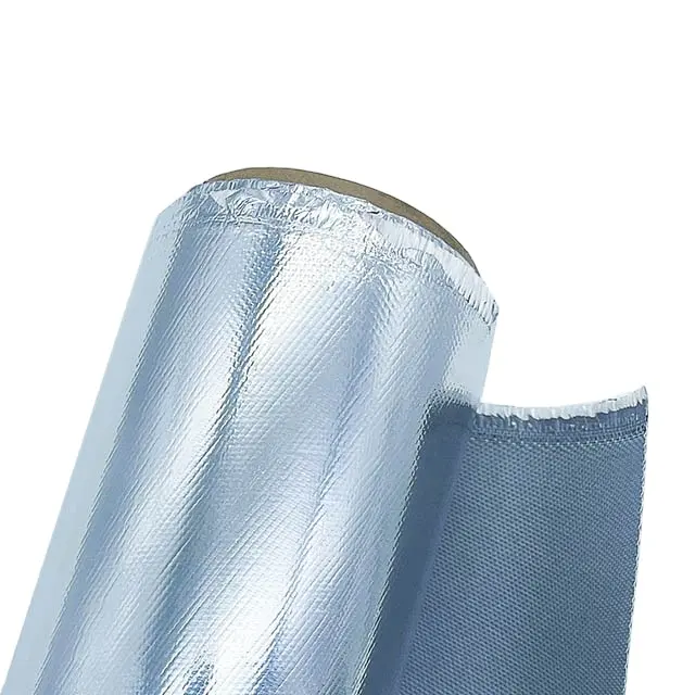 Tissu enduit de silicone ignifuge et en aluminium de fibre de verre de film d'ANIMAL FAMILIER pour l'isolation thermique