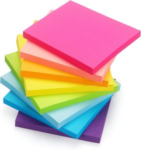 Nota adhesiva de 76x76, Nota de mensaje, papel de color neón, Bloc de notas, Pegatina autoadhesiva decorativa, embalaje personalizado - Product Image 1