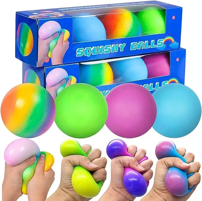 New Stretchy Rainbow Stress Ball Spaß Soft Squeeze Ball für Stress abbau Anti Angst und entspannende Beruhigung