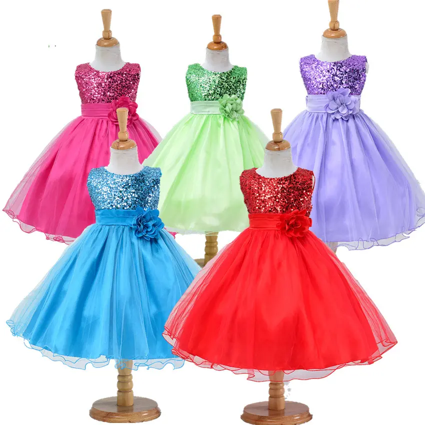 Robes de bal à paillettes pour filles de 10 ans Ocartoon Dresses Chprintingummer Malooseturer Polyautumnparty Dress Sunny Embroidery Flax