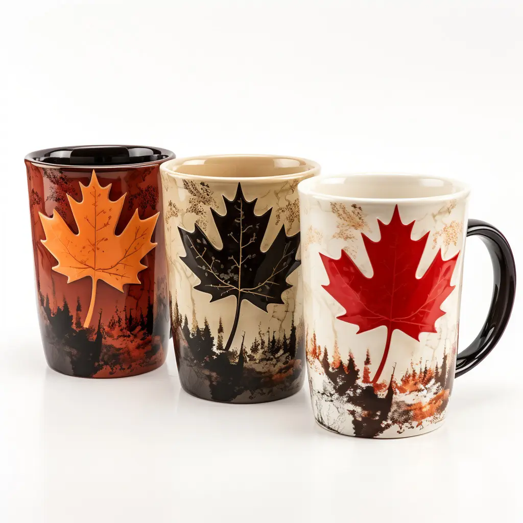 هدية سياحية للمدينة الكندية تخصيص شعار ورقة القيقب السيراميك القدح الخزف مجموعة كأس تذكارية