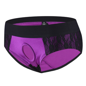 กางเกงในสายเดี่ยวมี6ไซส์สีม่วงสำหรับใส่ทรานส์แบบเปิดเป้ากางเกง FTM พร้อมโอริง - Product Image 1