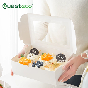 Customizable Disposable <strong>Rectangle</strong> Fancy Biodegradable Paper Take-Away <strong>Boxes</strong> with UV Embossing <strong>Window</strong> Cake Cupcake <strong>Display</strong> - Product Image 4