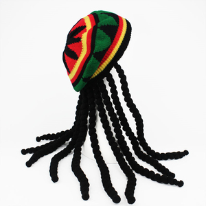 Jamaika tarzı kadın Rasta şapka ile DreadLock uzun siyah saç Rasta peruk ile kap rasta ürünleri - Product Image 4