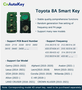 T-Oyota การเขียนโปรแกรมกุญแจรถยนต์ PCB สากลระยะไกล8A สนับสนุนการต่ออายุและเขียนใหม่จาก KH100 K518สำหรับ FT-P0020B อัพเกรดสมาร์ทคีย์ - Product Image 4