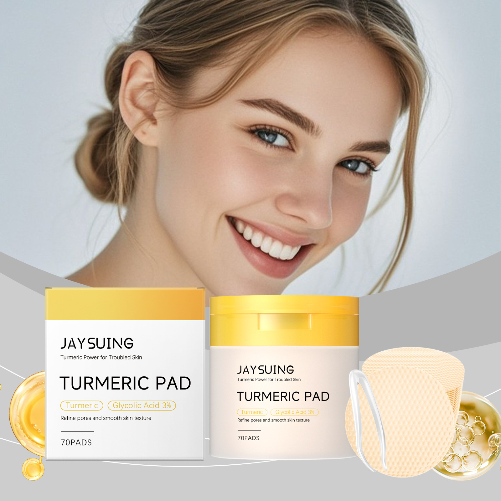 Tampons nettoyants pour le visage au curcuma