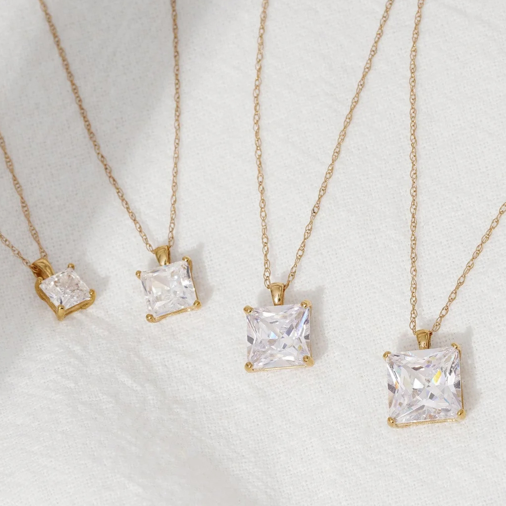 Princess Solitaire Pendant Necklace