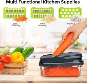 12-in-1 çok fonksiyonlu gıda parçalayıcı profesyonel soğan kıyıcı ile 7 bıçakları sebze kesici ile konteyner için salata - Product Image 3