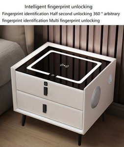 Mesita de noche de madera maciza de alta calidad de lujo para dormitorio moderno simple con altavoz ligero mesita de noche inteligente - Product Image 5
