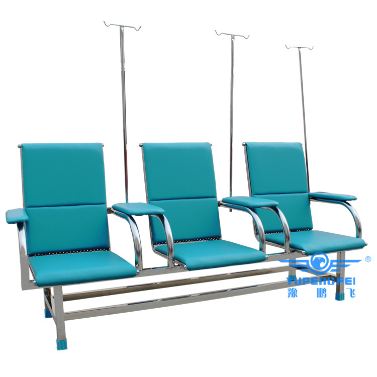Sillón de infusión para tres personas de acero inoxidable F-12
