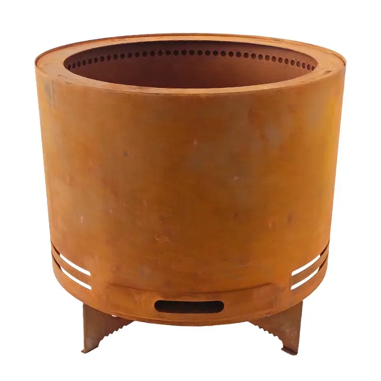 Heavy duty corten acciaio camino per barbecue all'aperto patio impostato con pozzo del fuoco