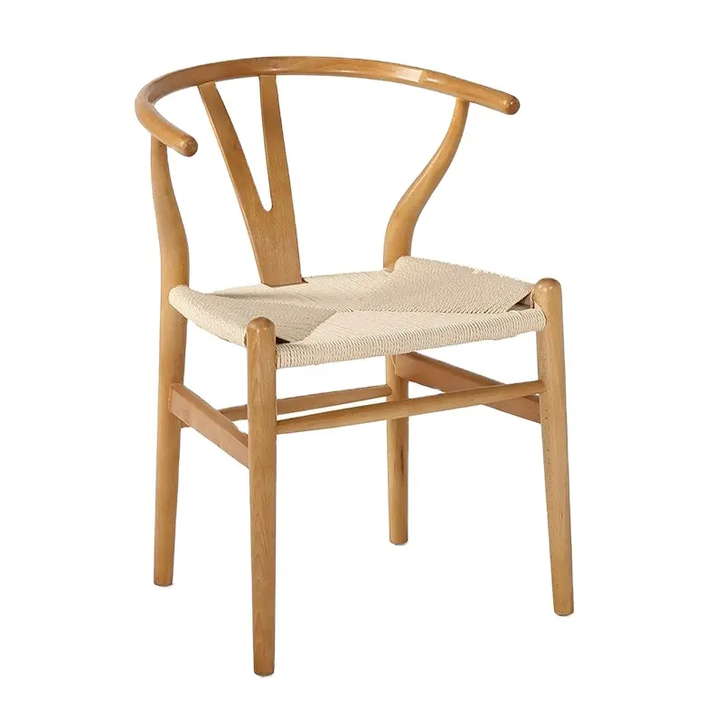 Ingrosso Design moderno intrecciatura Hans Wegner braccio oscillante Y sedia in legno massello ristorante in legno in Rattan sedie da pranzo