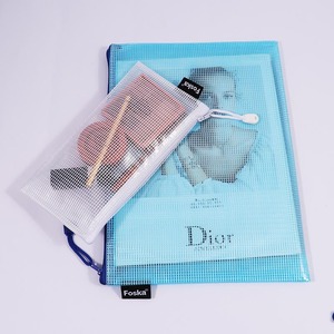 Foska văn phòng phẩm và trường học Nguồn cung cấp rõ ràng PVC vải Pouch túi đầy màu sắc 4 Kích cỡ lưới <span class=keywords><strong>Zip</strong></span> khóa nhựa tập tin thư mục cho tài liệu - Product Image 2