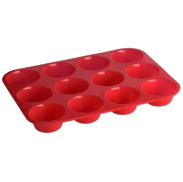 H0026 Sea Shipping flexível forma redonda Baking Cupcake Muffin Pan Anti-Static Reutilizável Food Grade Silicone Muffin Versátil Molde