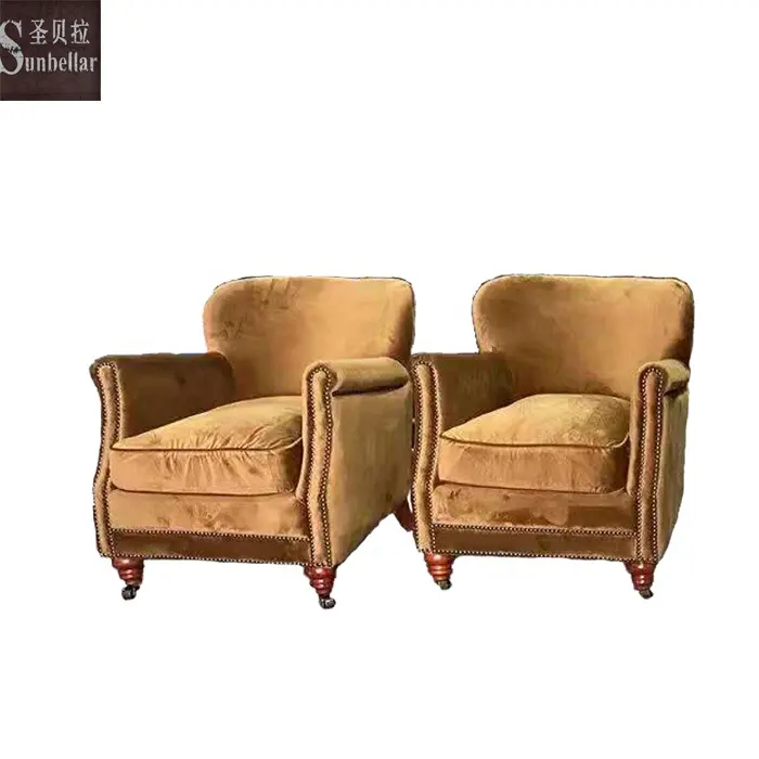 Foshan mobili soggiorno divano sedia salotto tempo libero moderno accento in velluto sedia laterale poltrona in tessuto di legno per club