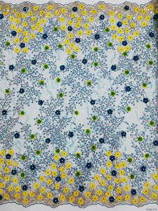 Tissu de broderie en maille, tissu de dentelle perlé de luxe fait à la main pour la mariée - Product Image 2